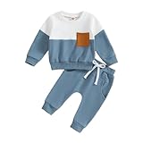 Langärmeliges Trainingsanzug-Set für Kleinkinder, Babys, Farbblock, Pullover, Sweatshirt und...