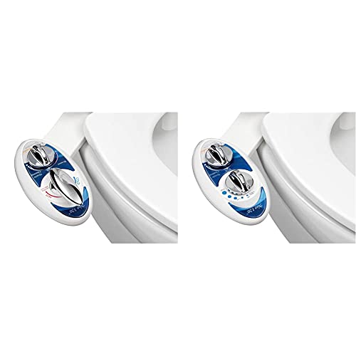 LUXE Bidet Neo 320 - Self Cleaning Dual Nozzle - Hot and Cold Water Non & Neo 120 - Self Cleaning Nozzle - Fresh Water Non-Electric Mechanical Bidet Toilet Attachment (blue and white)