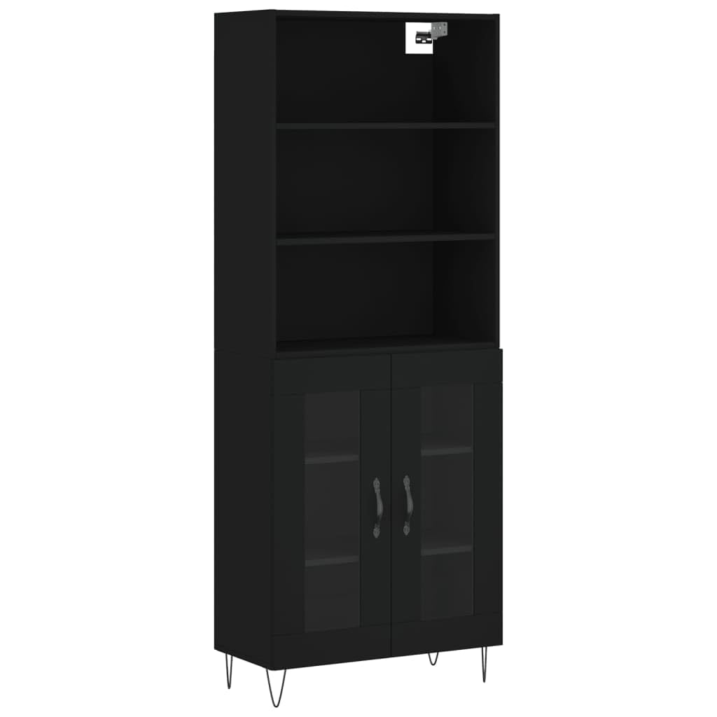 Möbel Wohnaccessoire Highboard Schwarz 69,5x34x180cm Engineered Wood-Furniture