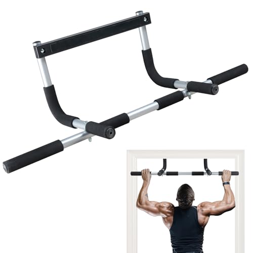 leikefitness Pull-Up Bar For Door Frame Adjustable Portable Upper Body Fitness Workout For Home Gyms (Silver)
