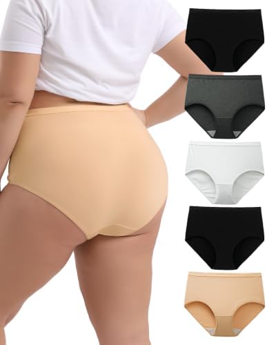 INNERSY Unterhosen Damen Große Größen Baumwolle Unterwäsche 44-62 5 Pack | Hohe Taille Maxi Slip, 100% Baumwoll Schritt, Schlüpfer Übergröße. Taillenslip Weich, Atmungsaktive Damen