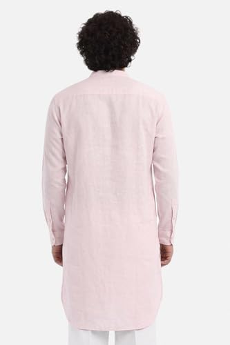 Image of SNITCH Men Casual Kurta Shirt | Regular Fit Full Sleeve Mandarin Collar Solid Pattern | Premium Cotton Linen Blend & Breathable Fabric for Festive Season & Holiday Wear