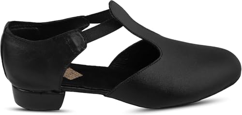 SHADOW DANCE UK - Greek Sandals Dance Shoes - Girls Black Leather Sandals - Heel with Leather Upper, Flexible Ballet Shoe Design, Comfortable Ankle Strap for Greek Dance (6.5 UK)