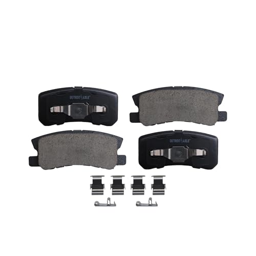 Image of Detroit Axle - Brake Pads for 2013-2014 Chrysler 200 Dodge Avenger, 2008-2009 Caliber, Front and Rear Ceramic Brake Pads with Hardware Replacement