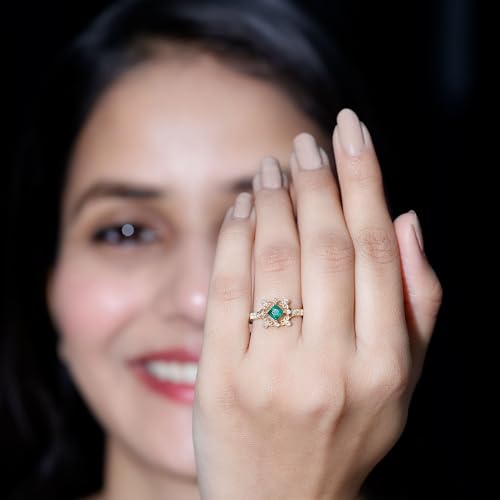 Certified Emerald Vintage Inspired Engagement Ring, AAA Quality, Natural Emerald Diamond Art Deco Ring4