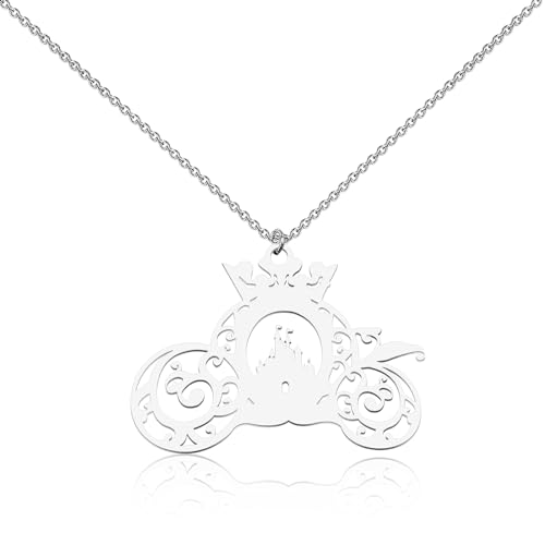 BEKECH Princess Crown Pumpkin Necklace Jewelry Faily Cartoon Tales Jewelry Cartoon Princess Gift Princess Gift