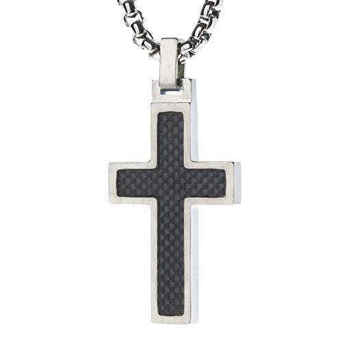 Unique GESTALT Titanium Cross Necklace with Black Carbon Fiber Inlay.2