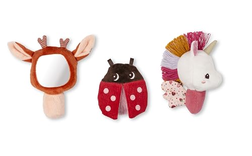 LILIPUTIENS Lena la Unicorne - Juego de 3 sonajeros Sensoriales - Multicolor - Caja de regalo - 30 cm - Desde el nacimiento - 83646
