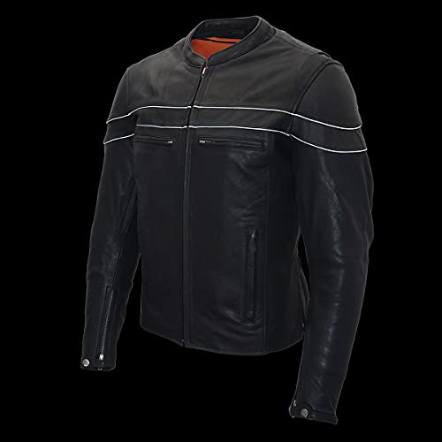 Image of Milwaukee Leather Men's Black Cowhide Quilted Pattern Scooter Style Racing Jacket MLM1545