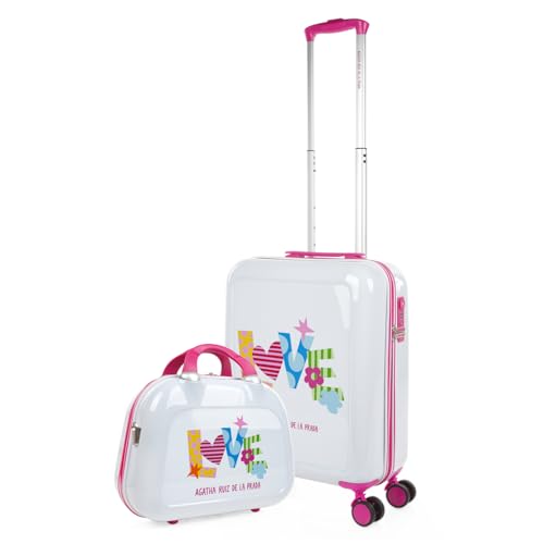 Agatha Ruiz de la Prada - Maletas de Viaje - Maleta Cabina 55x40x20 - Maletas Viaje Cabina 4 Ruedas. Maleta de Cabina Ligera y Resistente. Maletas Cabina con Candado Combinacion 133550B, Love