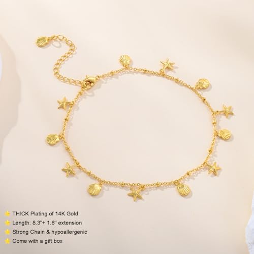 Image of Ankle Bracelets for Women 14K Gold Sterling Silver Plated Anklets for Women Waterproof Dainty Anklets with Cubic Zirconia,Clover, Forever Love Knot, Chains Trendy Everyday Anklet Beach Summer Jewelry Gift