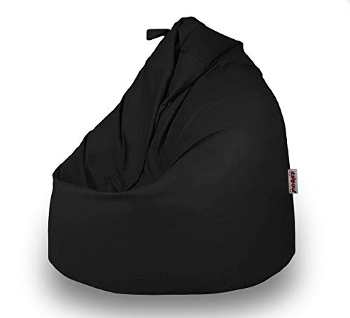 Italpouf - Puff Pera de Polipiel XL 90 x 115 cm 350l con Funda Extraible Indoor Muy Resistente Moldeable con Relleno, 21 Colores (Negro)
