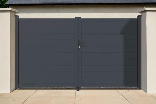 Casanoov Portail battant 4m EIGER H.180cm aluminium gris
