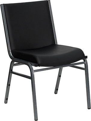 Heavy Duty Black Vinyl Stackable Office Guest Chair - Reception Area Side Chair