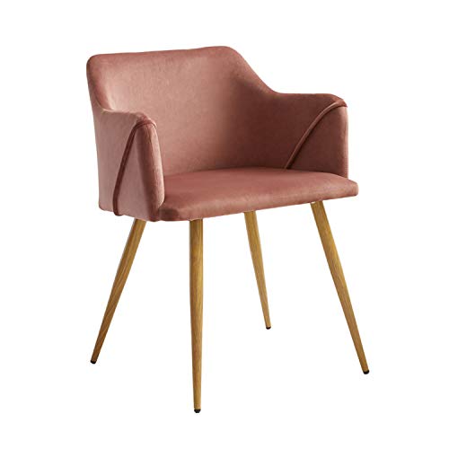 EGGREE Sillón de Cocina Tapizadas Sillas Tocador Terciopelo Sillas Comedor Nordicas, Patas de Metal y Asiento Acolchado, Rosa