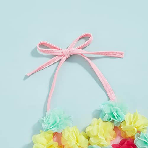 Yccutest Infant Baby Girl Flower Swimsuit 3Pcs Halter Triangle Tops Ruffle Bottoms Sun Hat Bikini Set Bathing Suit Swimwear