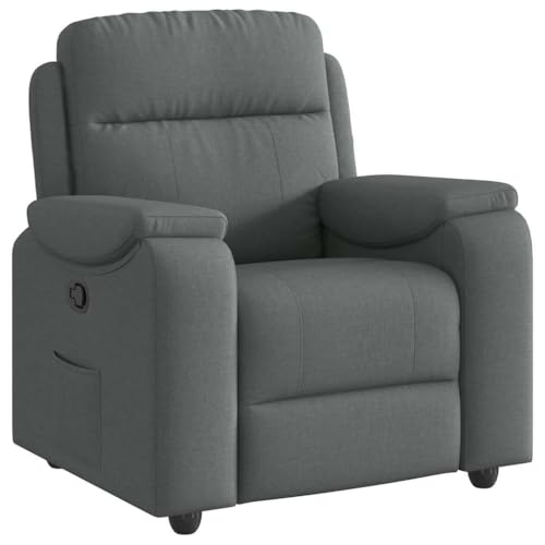 hliofuir Sillón de relax gris oscuro con función reclinable manual, 96 x 99 x 102 cm, funda de tela, soporta 110 kg, ahorra espacio, acogedora silla de televisión para salón, dormitorio, balcón