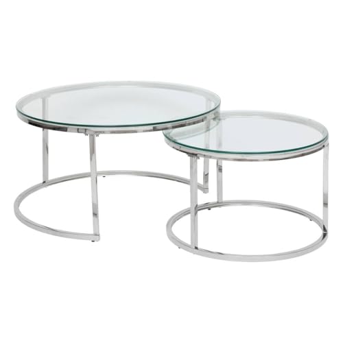 Atmosphera - 2 Tables gigognes kneo Argent 80x80x43,2cm