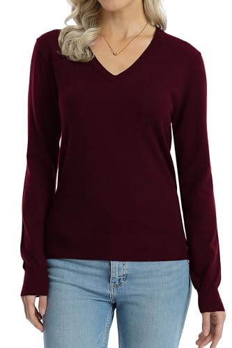 Image of QUALFORT Women's Sweaters Long Sleeve Soft Lightweight Basic Knitted Pullover Sweater