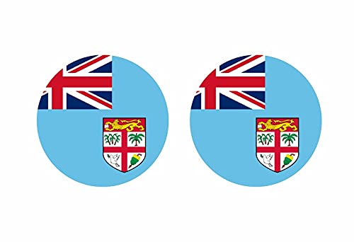 Akachafactory 2X Autocollant Sticker Rond cocarde Drapeau Fidji fidjien Fiji