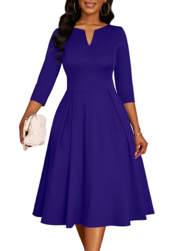 Image of Nmoder Midi Church Dress for Women A-Line Casual Work Dress