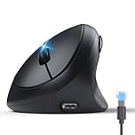 TECKNET Ergonomic Wireless Mouse, Vertical Bluetooth Mouse Rechargeable (Tri-Mode: BT5.0/BT3.0+2.4G), 4800DPI Slient Mouse with 6 Adjustable DPI, 6-Button Cordless Mouse for Laptop, PC, Mac