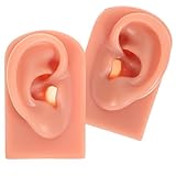 ERINGOGO Modelo de Orejas de Silicona para Practicar Piercing, Modelo de Enseñanza de Orejas en Silicona Flexible de Tono Piel Oscuro, Par (izquierda y Derecha) para Entrenamiento