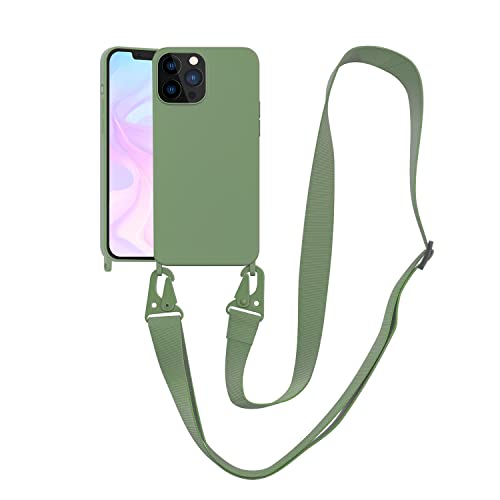 Image of Compatible with iPhone 14 Pro Max Case with Lanyard Crossbody iPhone Case with Strap Adjustable Shockproof Drop Protection Silicone Phone Cover for iPhone 14 Pro Max 6.7'' Mint Green