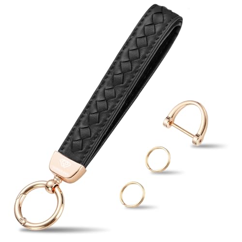 Hamdecro Genuine Leather Car Keychain, Handmade Knit...