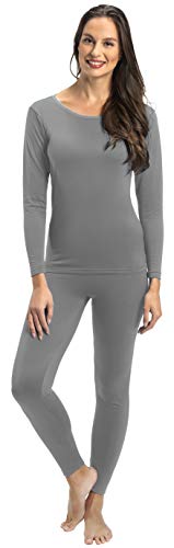 Rocky Thermal Underwear for Women Lightweight Cotton Knit Thermals Women's Base Layer Long John Set (Grey - Lightweight - Small)