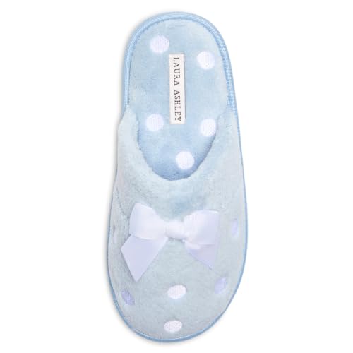 Image of Laura Ashley Ladies Embroidered Soft Terry Plush Scuff Slipper