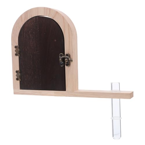 OUNONA 木製童話ドアコンセントカバー 試験管花瓶付き 壁飾りプラグガード ペット 保護ソケットカバー