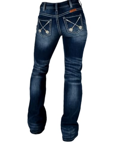 Cowgirl Tuff Western Jeans Womens Peacekeeper Dark Wash JPCKPR4