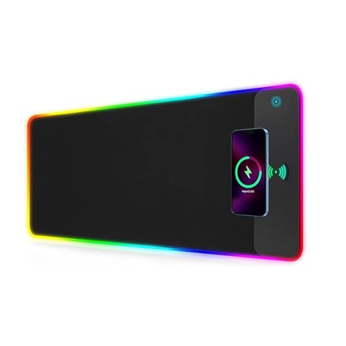 LYCEBELL 15W Wireless Charging RGB Gaming Mouse Pad, 10 Light Modes Extra Large XXL LED Mousepad 800x300x4mm, Non-Slip Rubber Base, Computer Keyboard Mouse Mat for Gaming, MacBook, PC, Laptop