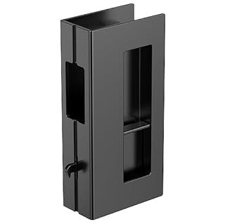 WOFADA Privacy Pocket Door Pull with Lock, Wooden Sliding Door Handle for 1-3/8”Thickness Door Replace Old Or Damaged Pocket Door Hardware (Matt Black)