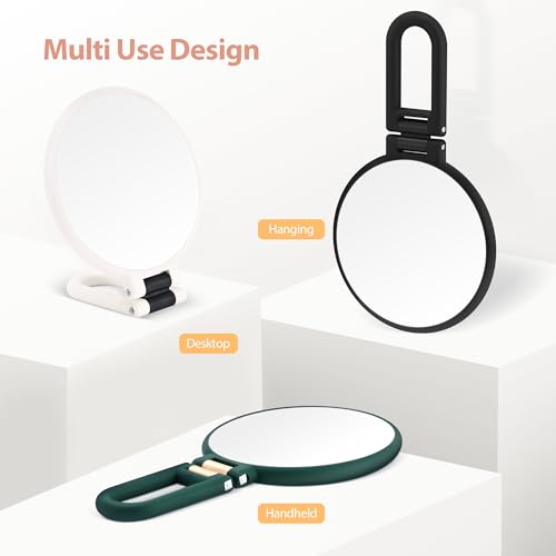 Image of B Beauty Planet 30X Magnifying Mirror, Hand Mirror with Handle, Double Sided Hand Mirror with 30X /1X Magnification, Travel Essential Portable Foldable Makeup Mirror for Precision Makeup White