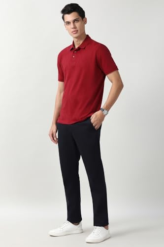 Image of Peter England Men's Slim Fit Stretchable Casual Trousers | Office & Everyday Wear | Comfortable & Smart Look