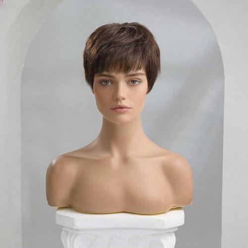 Phloxyn Glueless Lightweight Short Bob Wigs Human Hair, Brown Breathable