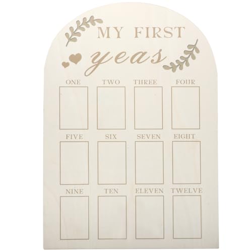 VOSAREA Baby First Year Photo Board Milestone Wooden Photo Frame for 12 Months Newborn