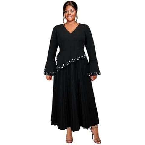 AOMEI Women's Elegant Pleated Maxi Dress Cover