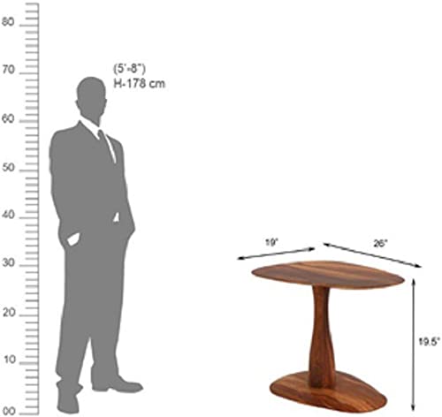 Image of Carina Solid Wood END Table for Living Room | Living Room Furniture | Premium Side Table for Home | Natural Teak Finish | Solid SHEESHAM Wood | Abstract Solid Wood Base