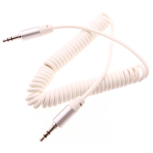 Cable Auxiliar 3.5mm Blanco en Espiral para Auto miniatura 1