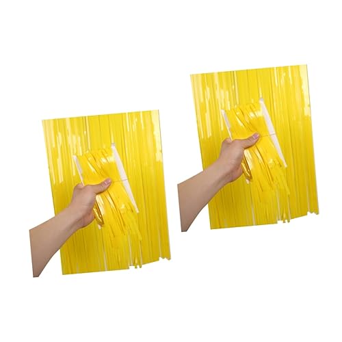 2pezzi Gonna Tavolo Decorativa Frange Di Tinsel Per Compleanni e Feste Sfondo Per Foto e Decorazioni Di Eventi giallo