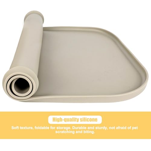 Rzspher 3-Teiliges Set Wasserfeste Silikon Futtermatte, 27CM* 47CM wasserdichte und rutschfeste Silikon Fressnapf Unterlage, Leicht zu Reinigende Fressnapf-Unterlage für Hund und Katze