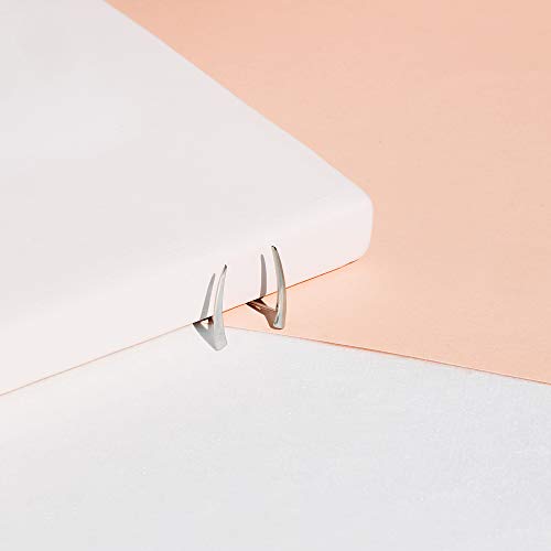 Boma Jewelry Sterling Silver Minimalist Long Curved Pointed Bar Ear Crawler Stud Earrings4