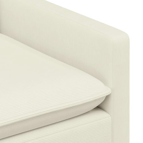 Sofá de dos plazas de pana color crema de 126 cm de largo con cojines extra gruesos 8