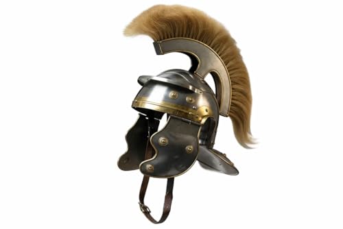 Casque centurion romain avec plume naturelle épaisse de reconstitution historique haute fidélité