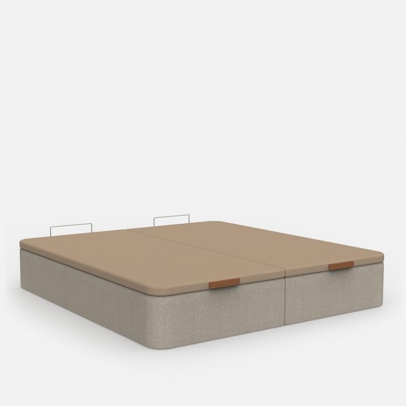 Topdormitorios - Canapé Abatible De Polipiel - Cajón De Gran Capacidad - Tapa 3D - Montaje y Subida Gratuitos - Tela Acualine - Beige, 180 x 200 cm.