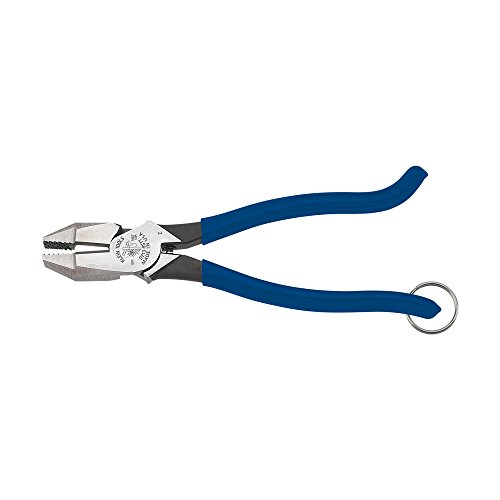 Klein Tools D213-9STT Ironworker Pliers with Heavy Duty Knurled Jaws, Induction Hardened Knives, and a Split Tether Ring