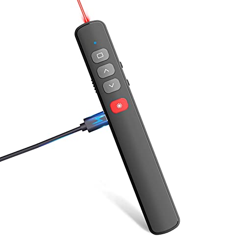 Wireless Presentation Clicker - Rechargeable Presenter Remote 2 in 1 USB C/A PowerPoint Clicker with Red Light Pointer Slide Advancer for Computer Laptop Mac